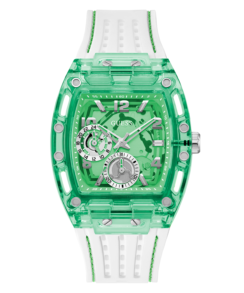 GUESS Mens White Green Multi-function Watch