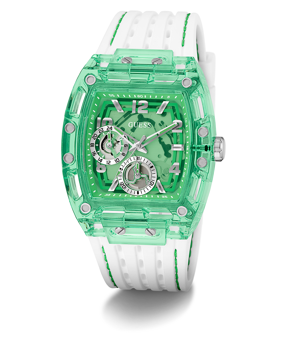 GUESS Mens White Green Multi-function Watch