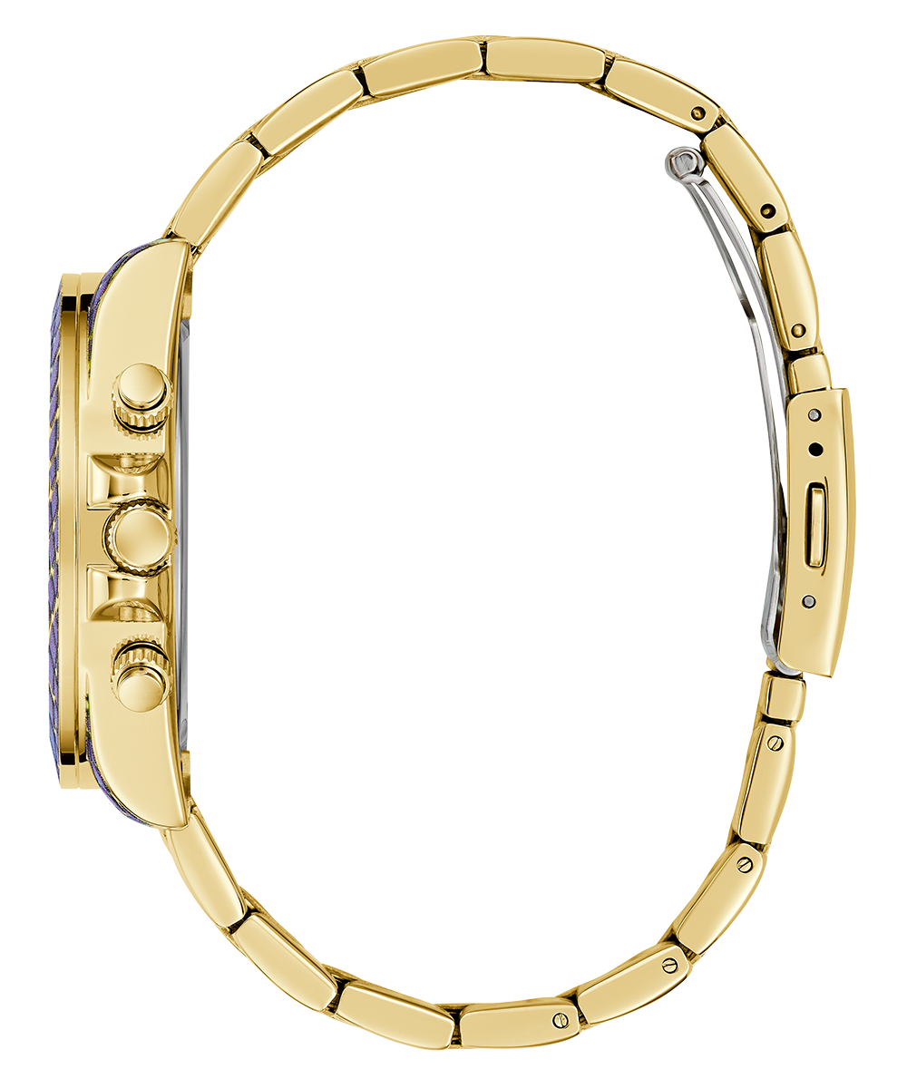GUESS Ladies Blue Purple Gold Tone Multi-function Watch