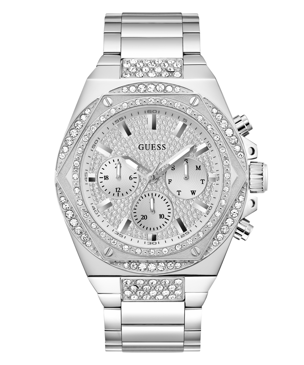 GUESS Mens Silver Tone Multi-function Watch