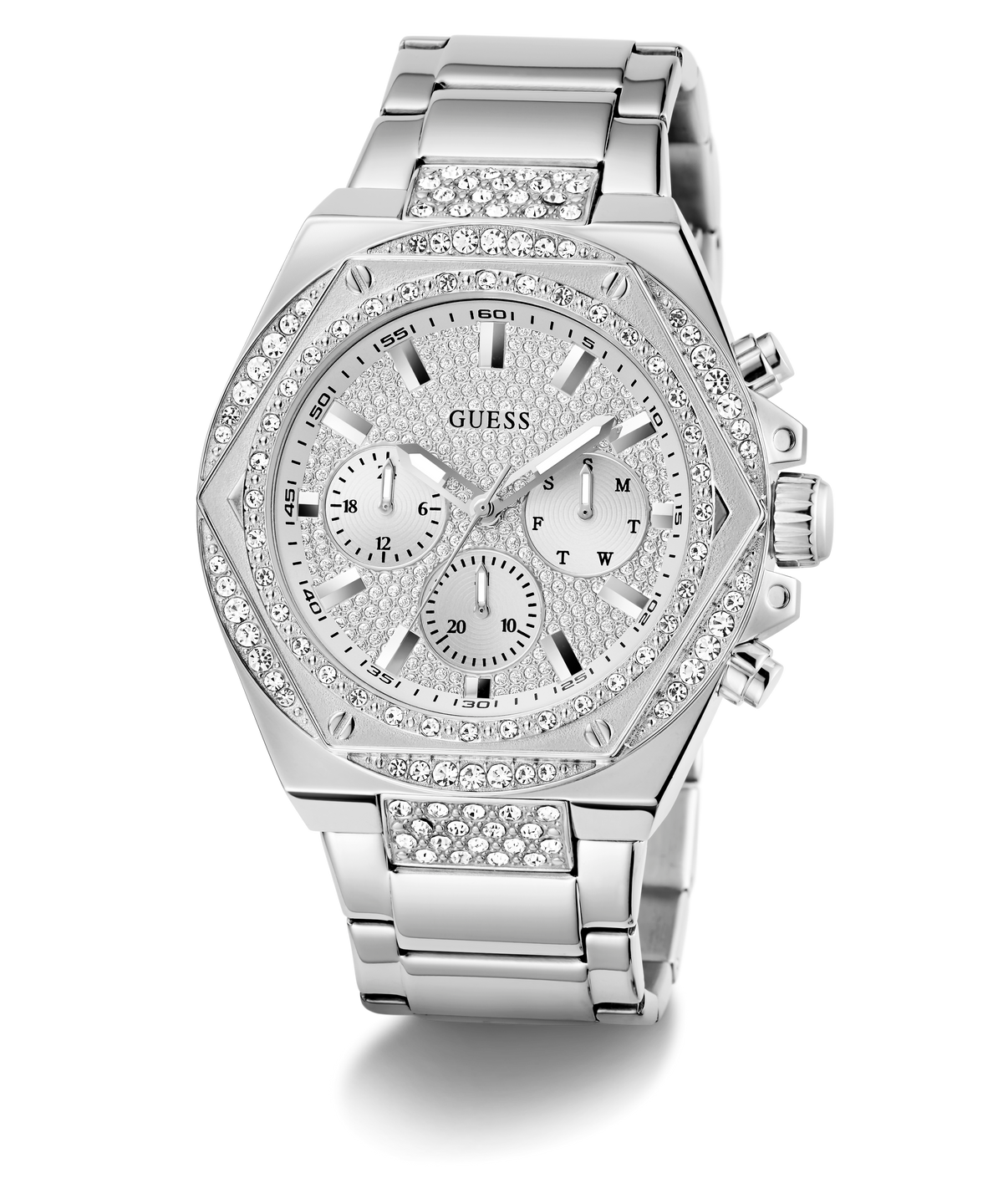 GUESS Mens Silver Tone Multi-function Watch