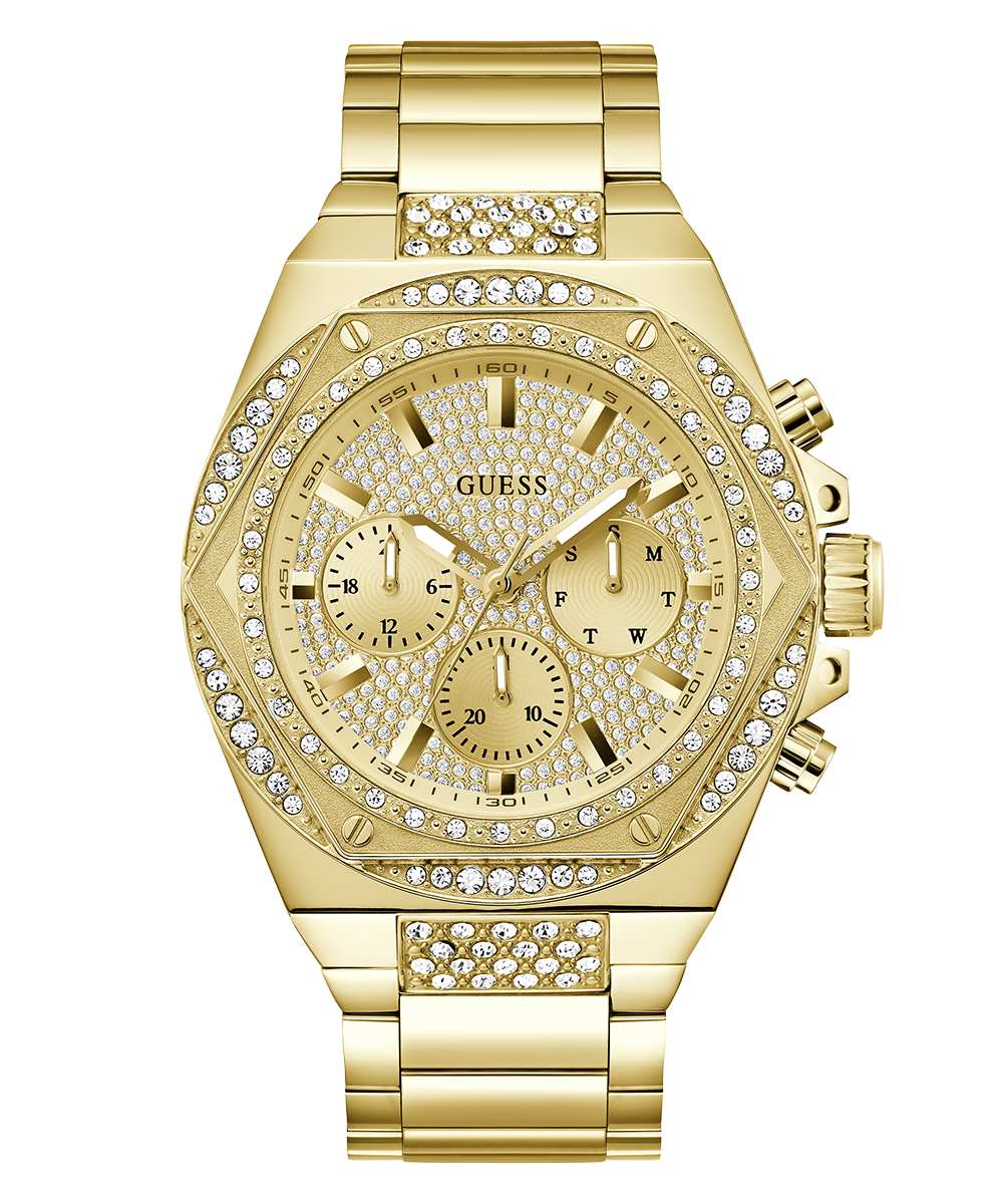 GUESS Mens Gold Tone Multi-function Watch
