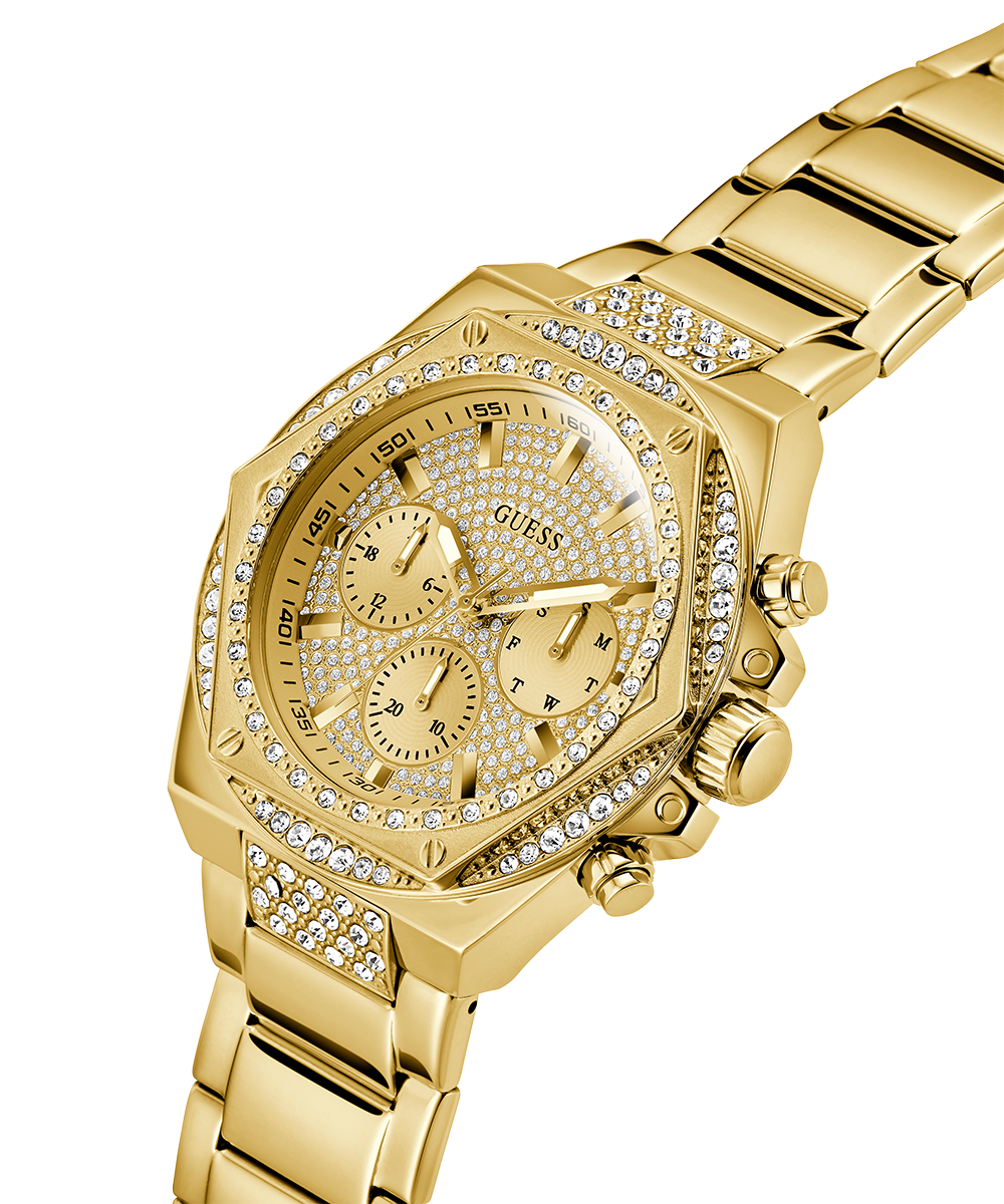 GUESS Mens Gold Tone Multi-function Watch
