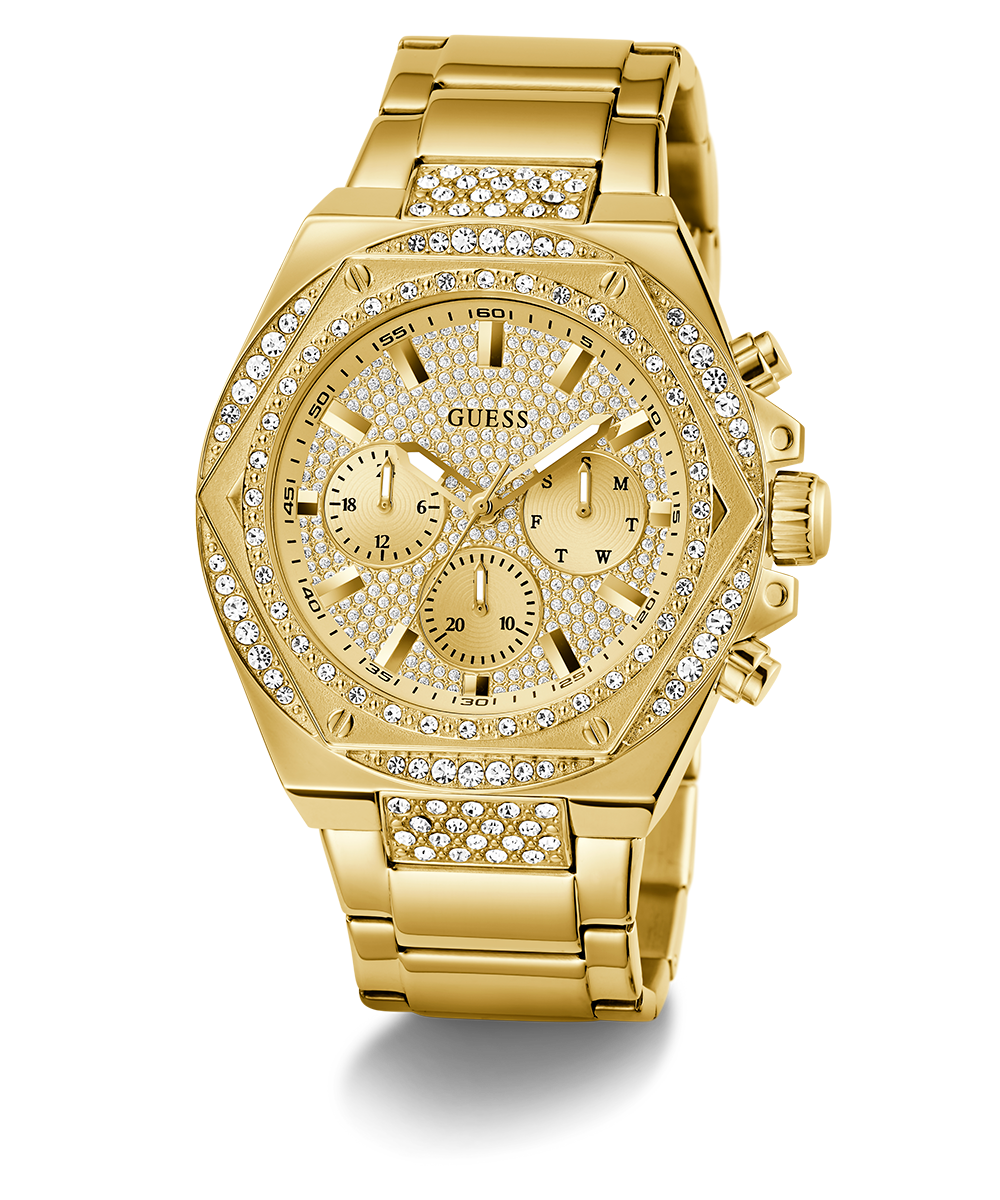GUESS Mens Gold Tone Multi-function Watch