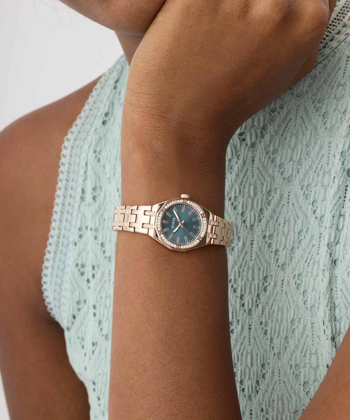 GUESS Ladies Rose Gold Tone Analog Watch