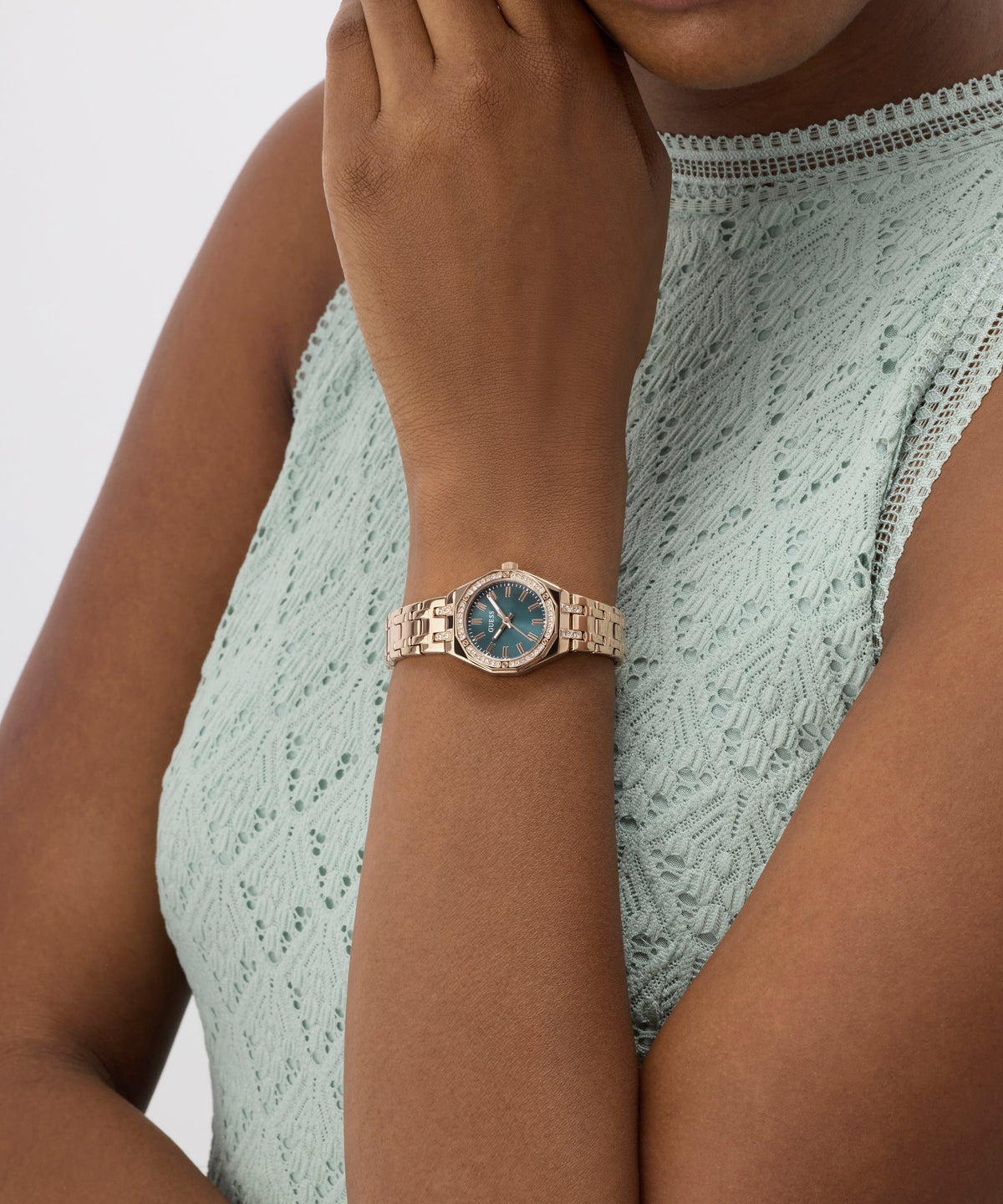 GUESS Ladies Rose Gold Tone Analog Watch