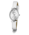 GUESS Womens White Silver Tone Analog Watch