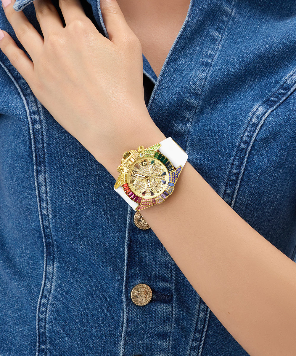 GUESS Pride Limited Edition White Gold Tone Analog Watch