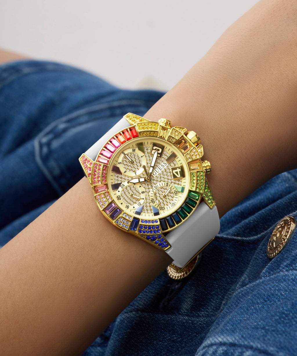 GUESS Pride Limited Edition White Gold Tone Analog Watch