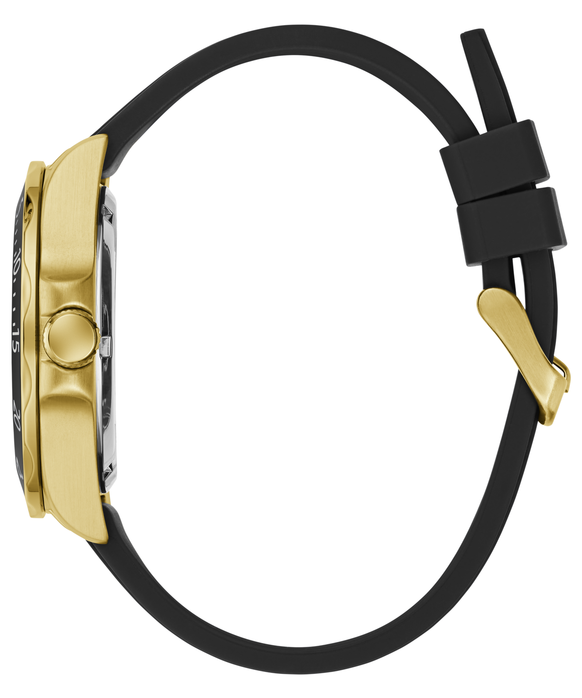 GUESS Mens Black Gold Tone Automatic Watch