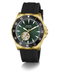 GUESS Mens Black Gold Tone Automatic Watch